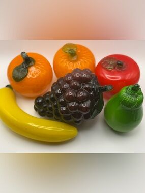 Murano Style Hand-blown Glass Assorted Fruits - Mid-century